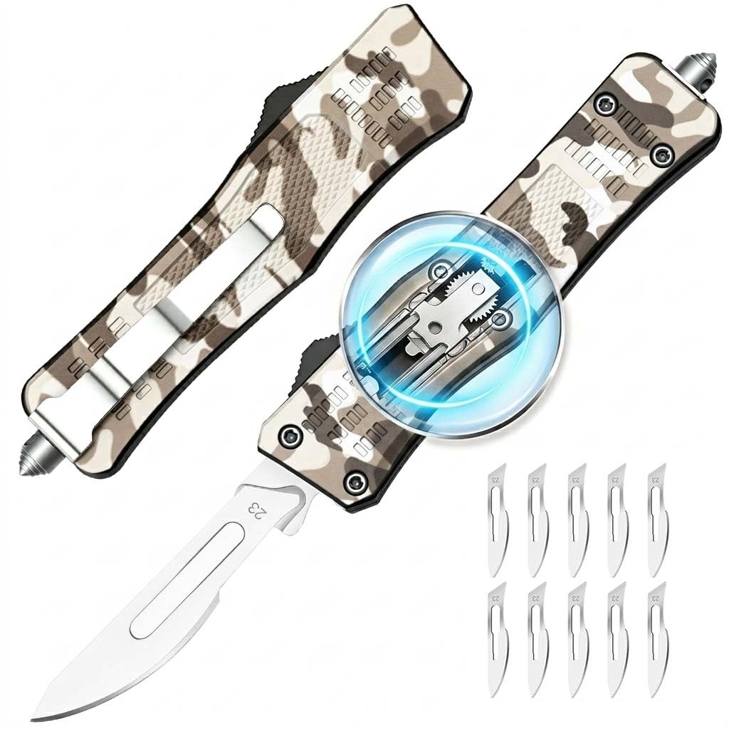EDC Scalpel Knife Automatic Retractable Utility Knife Replaceable Blade