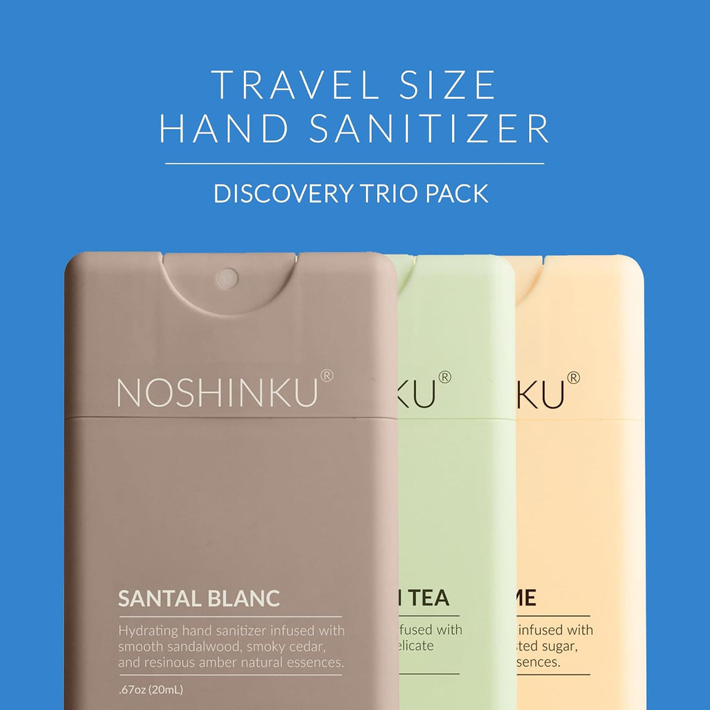 Refillable Hand Sanitizer Discovery Trois 3-Pack, Travel Size Spray with Hydrating Botanical Oils, All Natural Origin