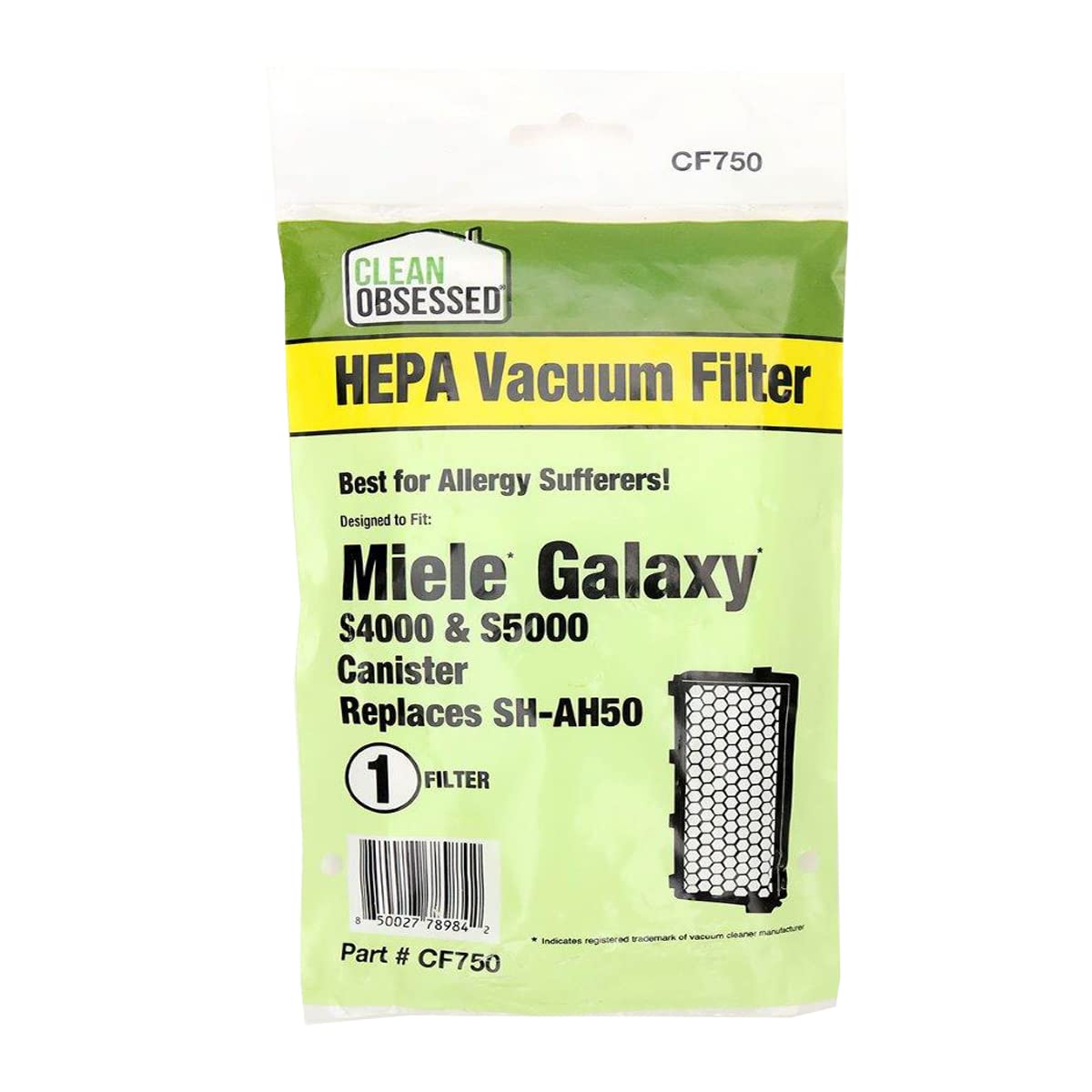 Clean Obsessed Replacement Filter for Miele Galaxy S4000 & S5000 Canister, Replaces OEM # SH-AH50