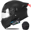 Bluetooth Modular Motorcycle Helmets with Tail Lights, DOT Approved Flip Up Full Face Motorcycle Dual Visor Helmet