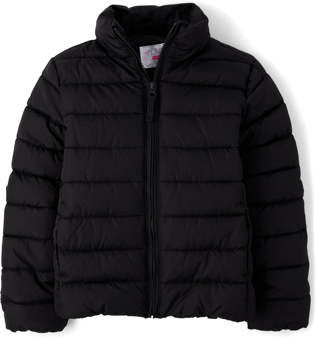 Girls' Medium Weight Wind-Resistant, Water-Resistant Puffer Jacket