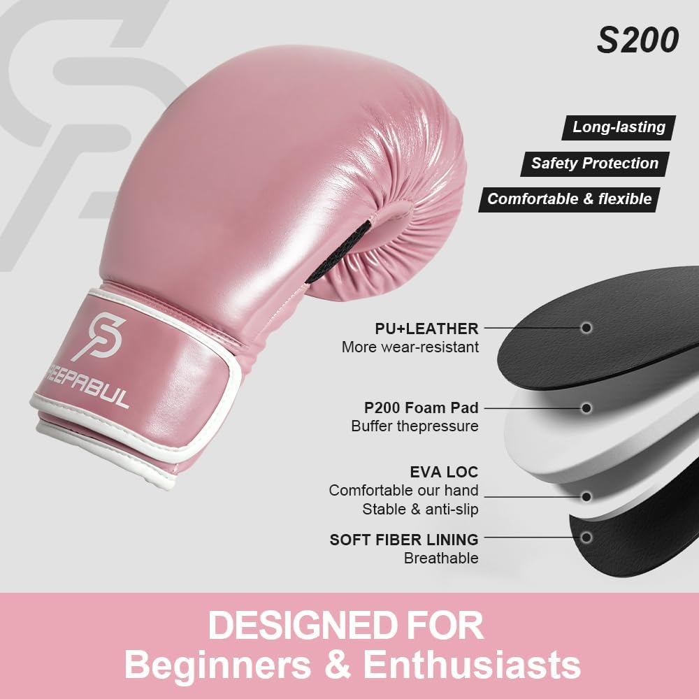 Boxing Gloves for Men & Women, Beginner Kickboxing, 8-16oz