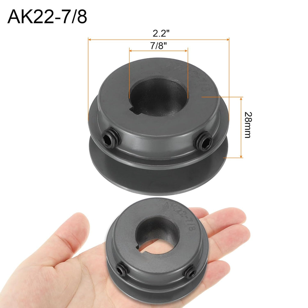 uxcell AK22-7/8 V-Belt Sheave 7/8" Bore, 2.2" OD, Single Groove Web Sheave