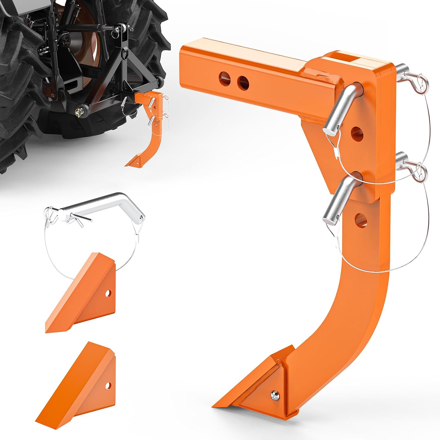 Hitch Mounted Trencher Orange for 2" Receivers, Hitch Lawn Trencher, Middle Buster Plow for CAT 0&1 Tractors, 3 Point