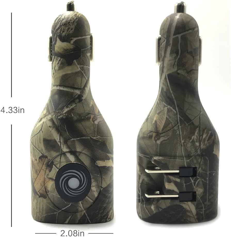 Dual USB Car Charger,2-in-1 Car and Home Portable Travel Charger with Foldable Plug for iPhone iPad LG (Camouflage)