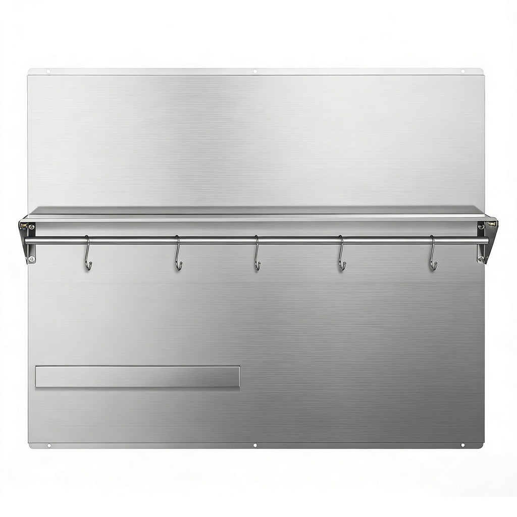 Range Backsplash – 36"x30" Stainless Steel Backsplash with Storage Shelf & Magnetic Knife Holder, Stove Backsplash for Kitchen Wall Protection, Pre-Drilled Holes for Easy Installation & Easy Clean