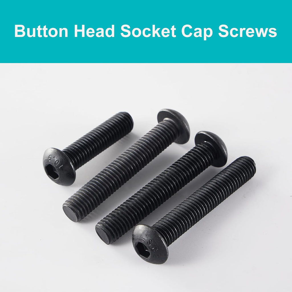 M10-1.5 x 100mm 6pcs Button Head Socket Cap Screws, M10 x 1.5 Bolts, 10.9 Grade Alloy Steel, Black Oxide Finish, Metric Allen Drive, Full Thread