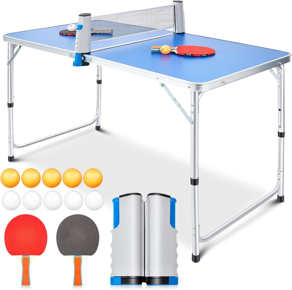 Table Tennis Table Portable Foldable Tables Tennis Game Set with 2 Tabled Tennises Paddles 10 Tabled Tennises Ball