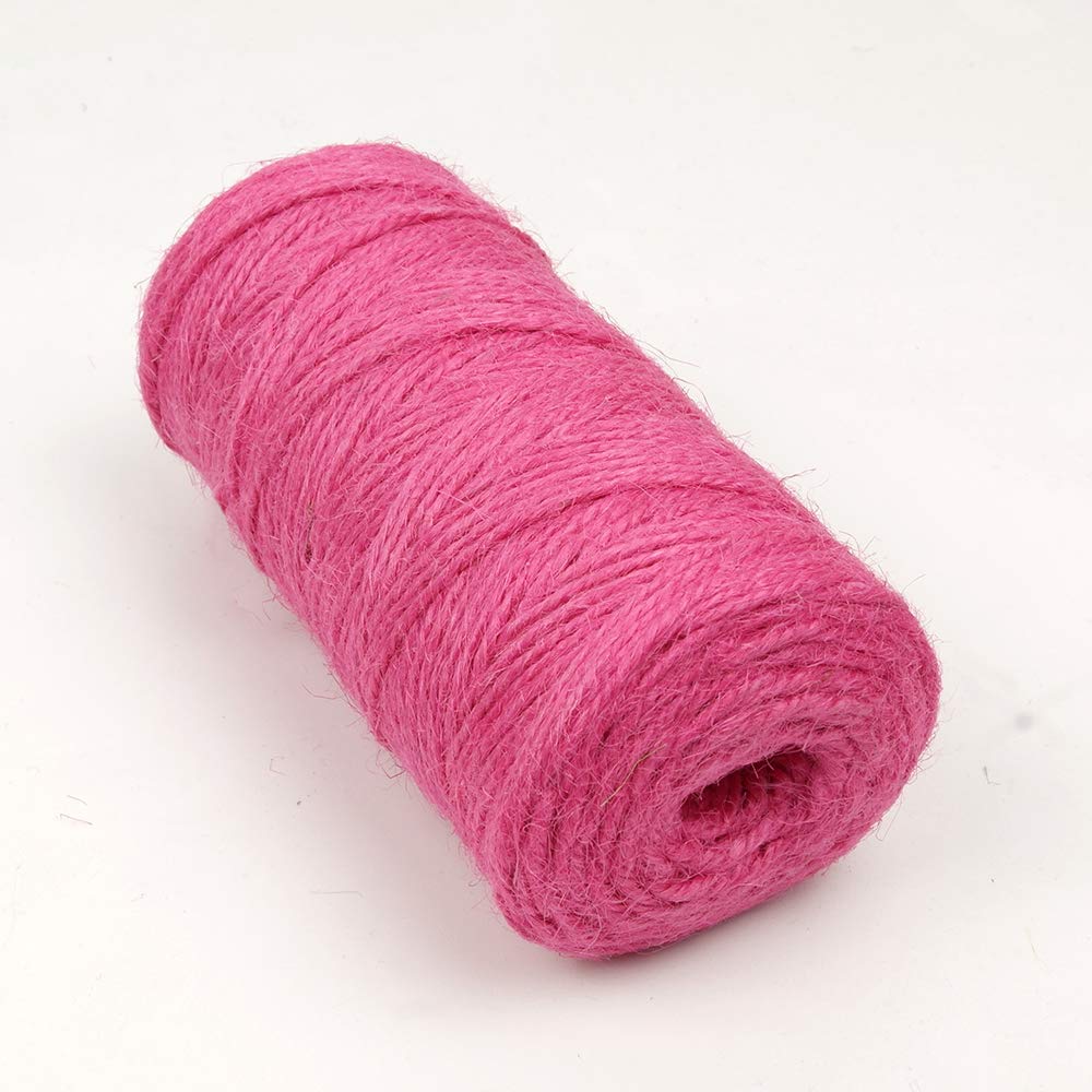 300 Feet Natural Jute Twine for Arts, Crafts, Gardening & Packing (Hot Pink)