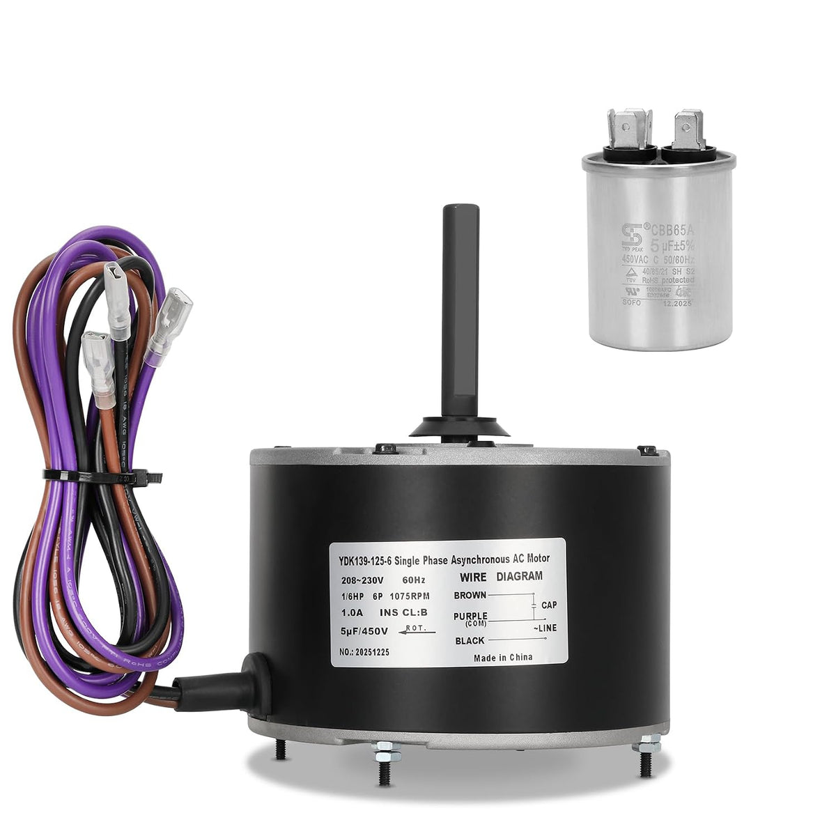 B13400251,1/6 HP Condenser Fan Motor Replaces Goodman B13400251