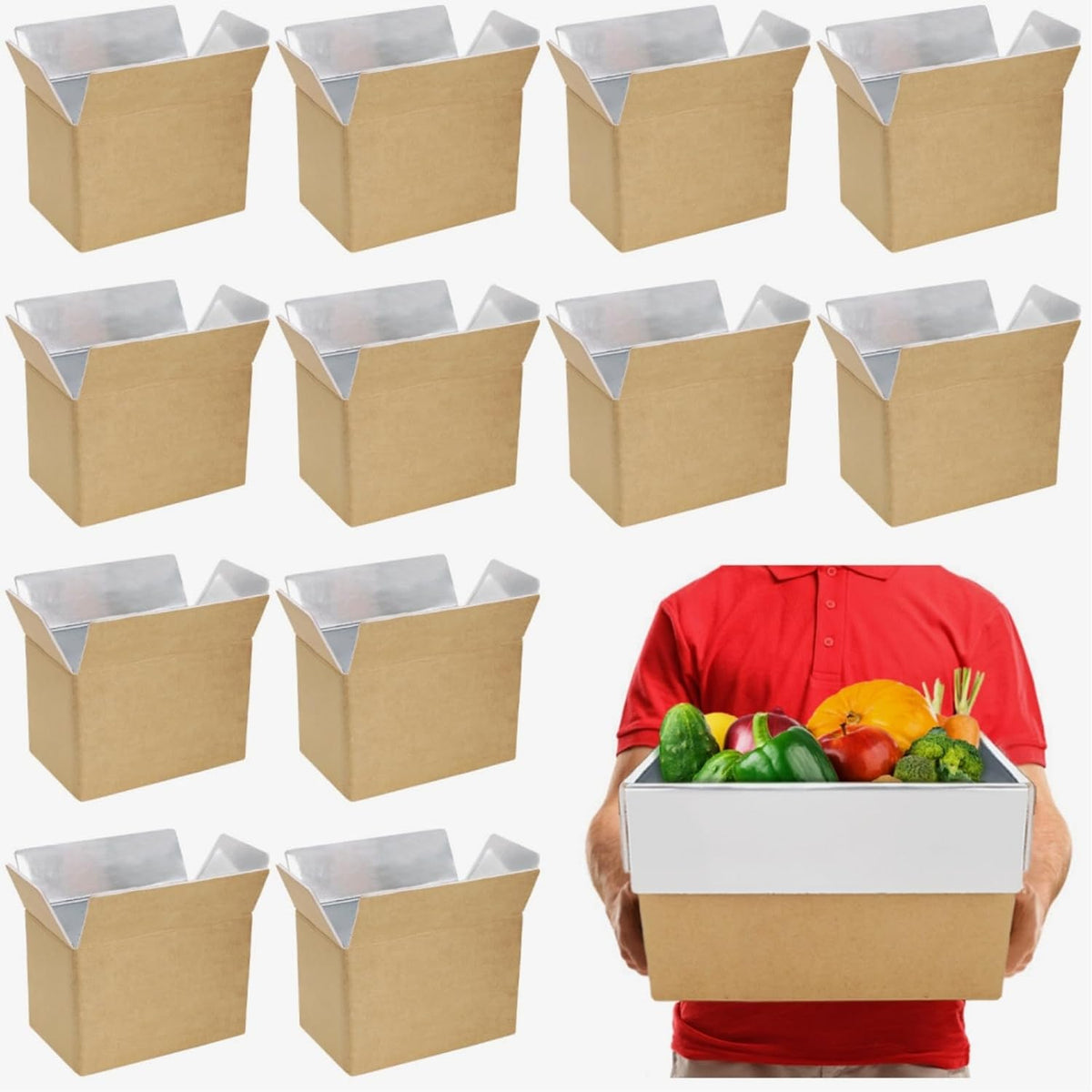 12 Pack Insulated Shipping Box, 10.8'' x 7.3'' x 6.5''
