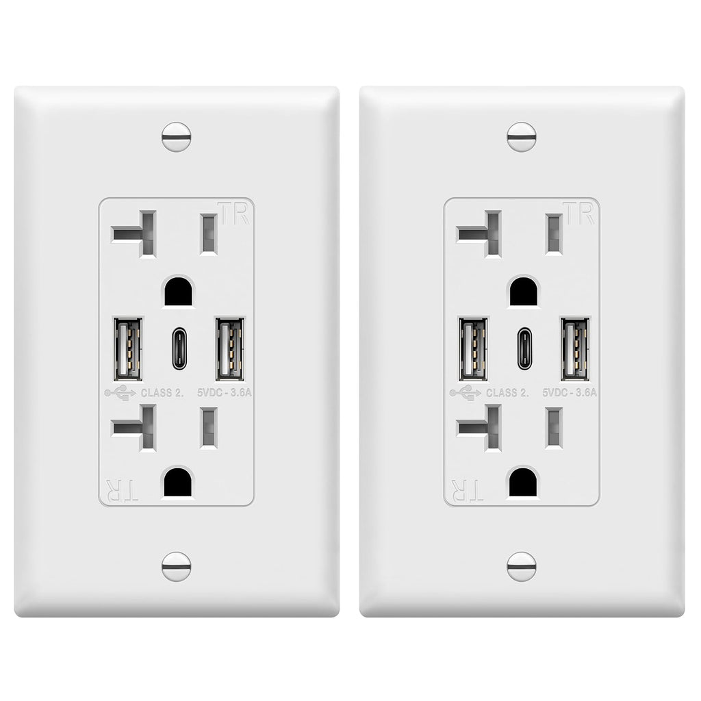 TOPGREENER 4.2A Dual Type A&C USB Wall Outlet, Charging Power Receptacle