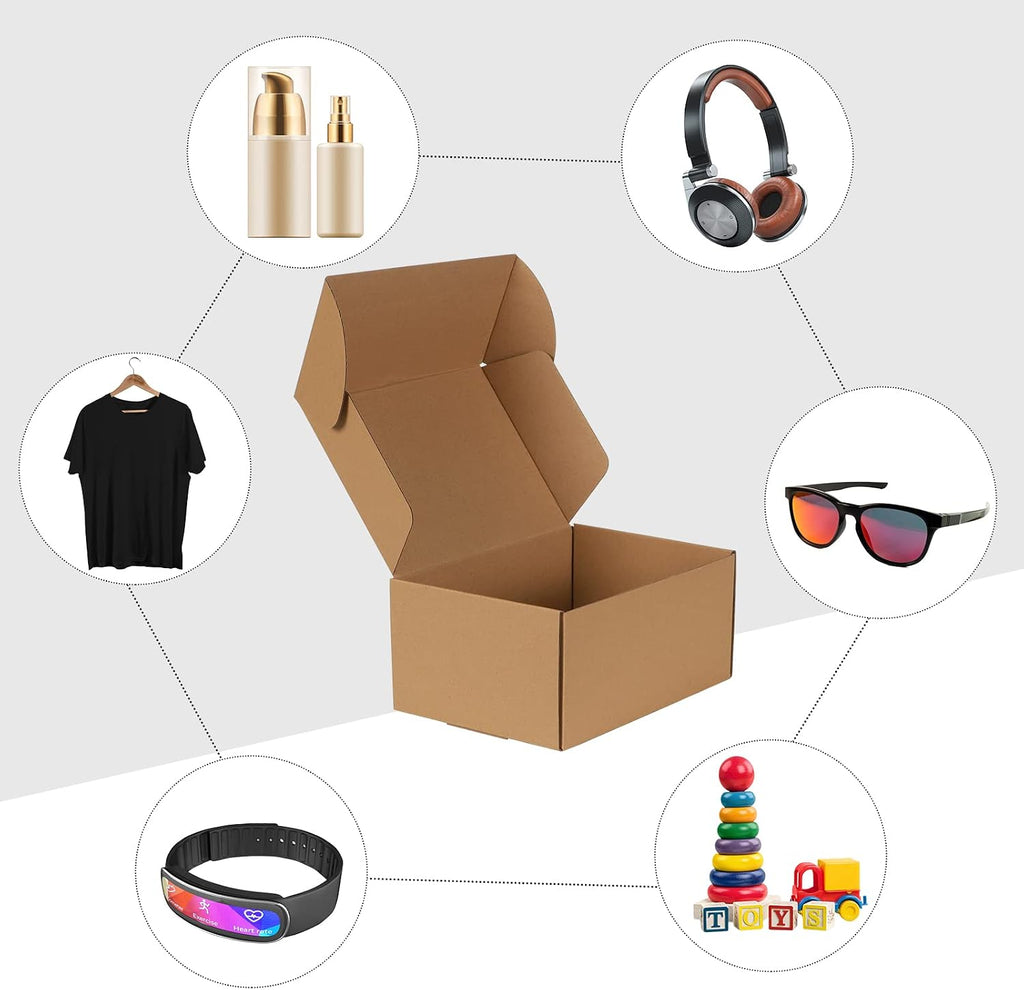 Shipping Boxes 9x6x4 Set of 20, Corrugated Cardboard Box for Packing Small Business, Brown