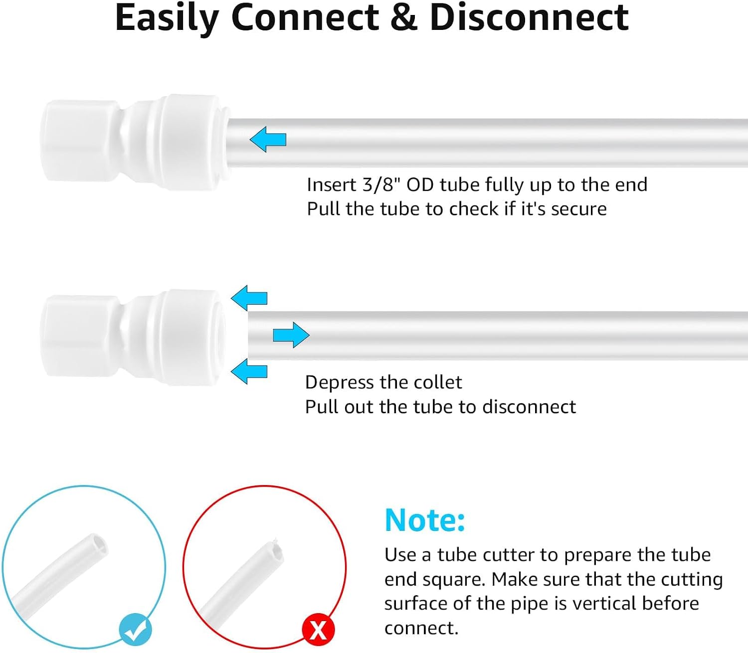 Ball Lock Quick Disconnect – Push to Connect Beer Line Fittings Set | O.D 3/8" Tube-7/16-20UNF Thread, Quick