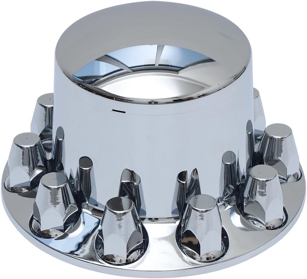 Chromed ABS Plastic Hubcaps Front and Rear Wheel Axle Cover Set with 33mm Thread-On Lug Nut Covers for Semi Trucks