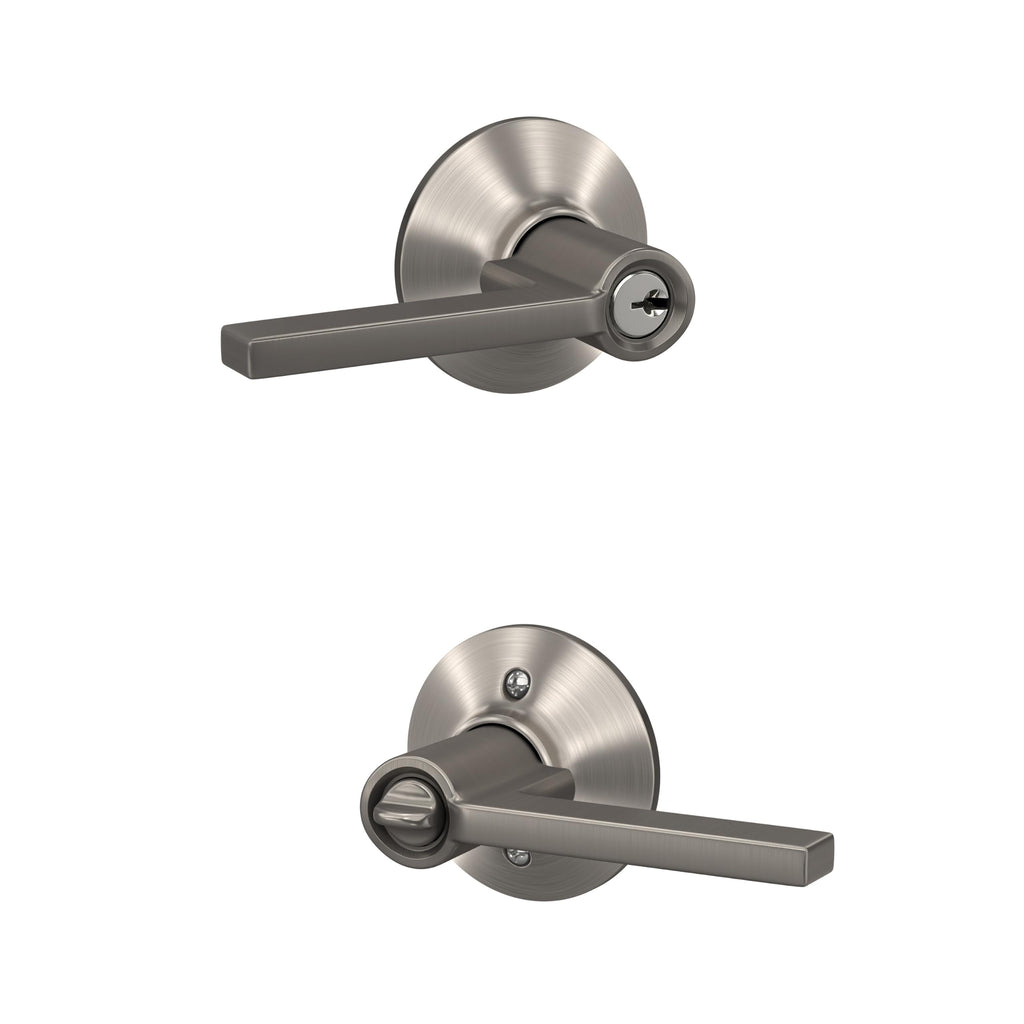 Latitude Keyed Entry Door Handle, Reversible, Satin Nickel