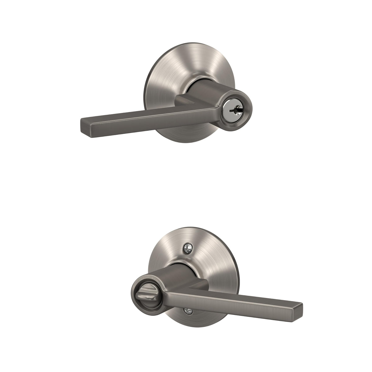Latitude Keyed Entry Door Handle, Reversible, Satin Nickel