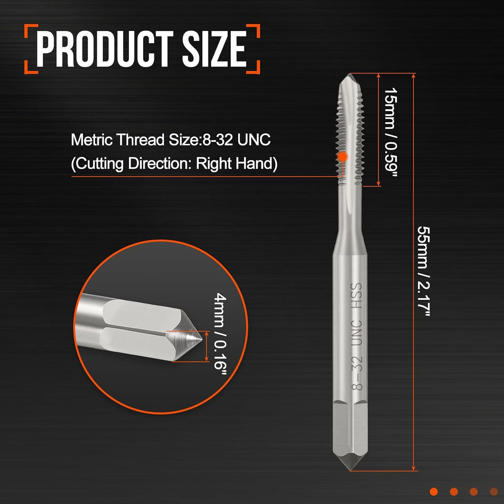 8-32 UNC Spiral Point Tap M2 High Speed Steel Polished Finish