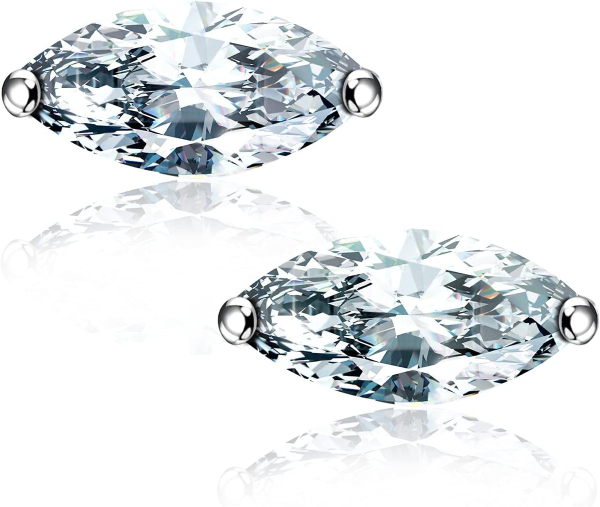 "STUNNING FLAME" Trillion-cut/Cushion-cut/Emerald-cut/Marquise-cut ... 18K White Gold Plated Sterling Silver Cubic