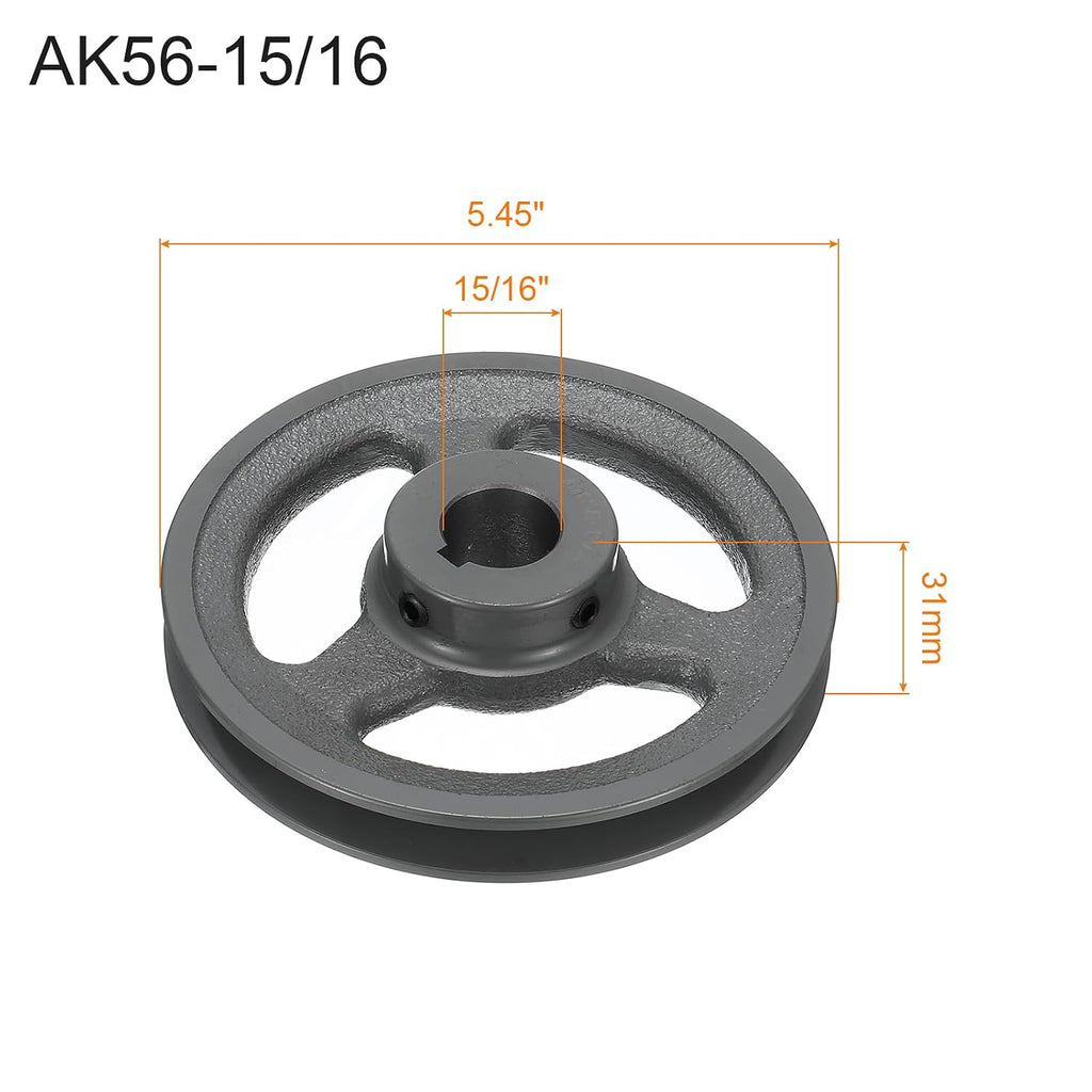 uxcell AK56-15/16 V-Belt Sheave 15/16"Bore 5.45"OD Single Groove Web Sheave