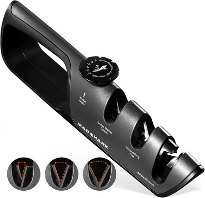 Knife Sharpener, 6 Adjustable Sharpening Angle, Coarse & Fine Knife Sharpener Tool, Handheld Manual Knives Sharpener