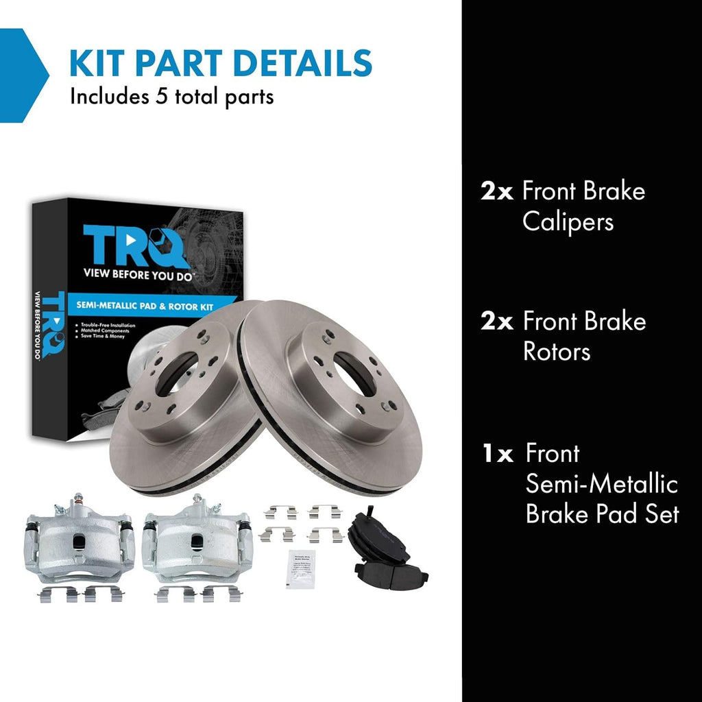 Front Brake Pad and Rotor Set Semi Metallic Rotors Calipers Compatible with 2006-2011 Honda Civic