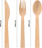 Pre Rolled Napkin and Bamboo Cutlery Set - 30Pack Bamboo Utensils/Cutlery Set(30 Forks, 30 Knives, 30 Spoons, 30