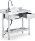 39in Stainless Steel Utility Sink, Free Standing Outdoor Sink