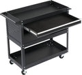 3-Tier Rolling Tool Cart, Heavy Duty Utility Industrial Service Cart on Wheels, with Locked Drawers, for Workshop