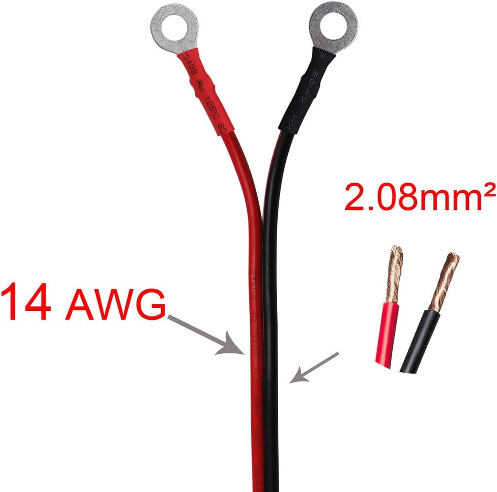 6FT/1.83m 14AWG Ring Terminal To SAE Harness Quick Connect/Disconnect Assembly, 20A Fuse
