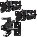 Self Locking Gate Latch and Gate Hinges Set Heavy Duty Hardware Hinges for Vinyl and Wood Fence with Installation