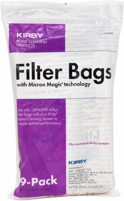 Vacuum Bags G4, G5, G6 – Genuine Micron Magic Filtration, 9-Pack – Part #197394, Universal Fit for Kirby Generation