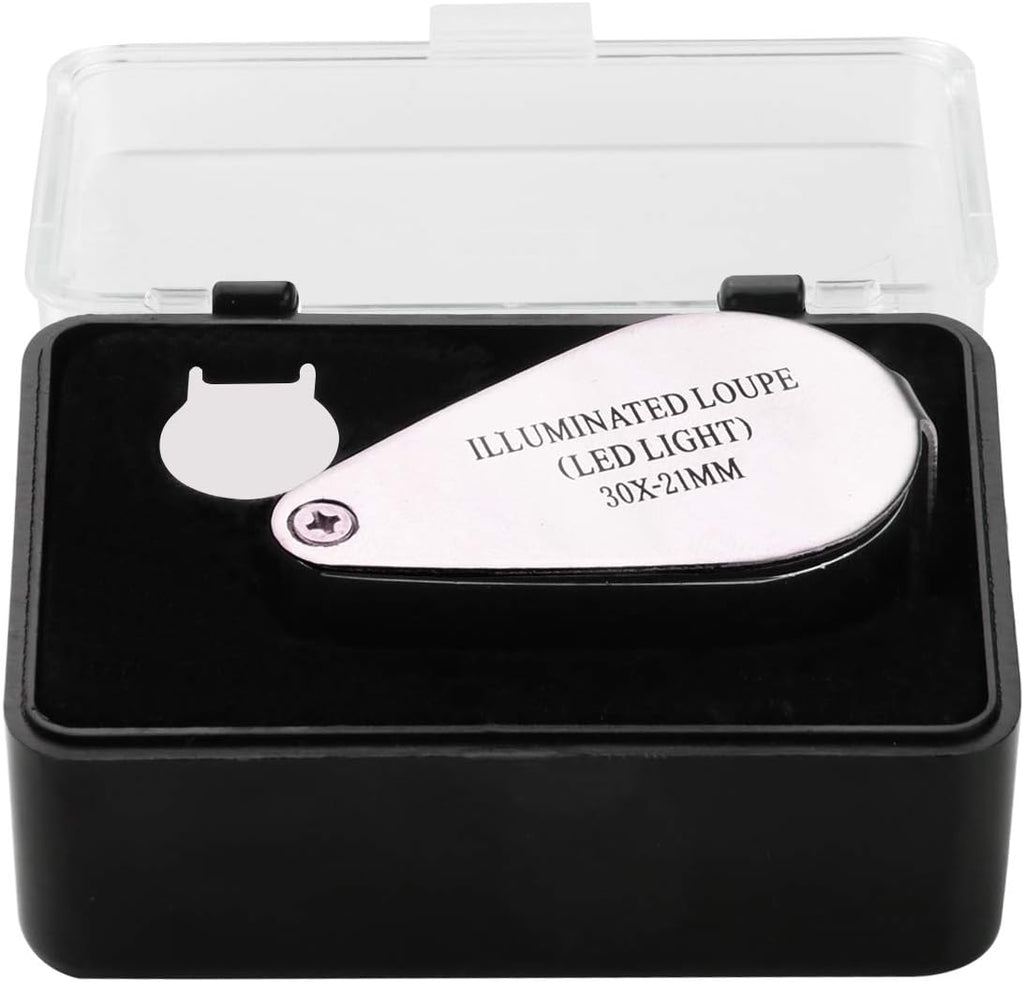 Jewelers Loupe 30X,Loupe Magnifier Metal Construction and Optical Glass | magnifying glass keychain，Suitable for