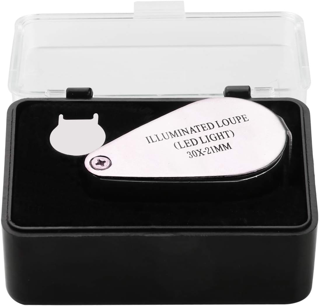 Jewelers Loupe 30X,Loupe Magnifier Metal Construction and Optical Glass | magnifying glass keychain，Suitable for
