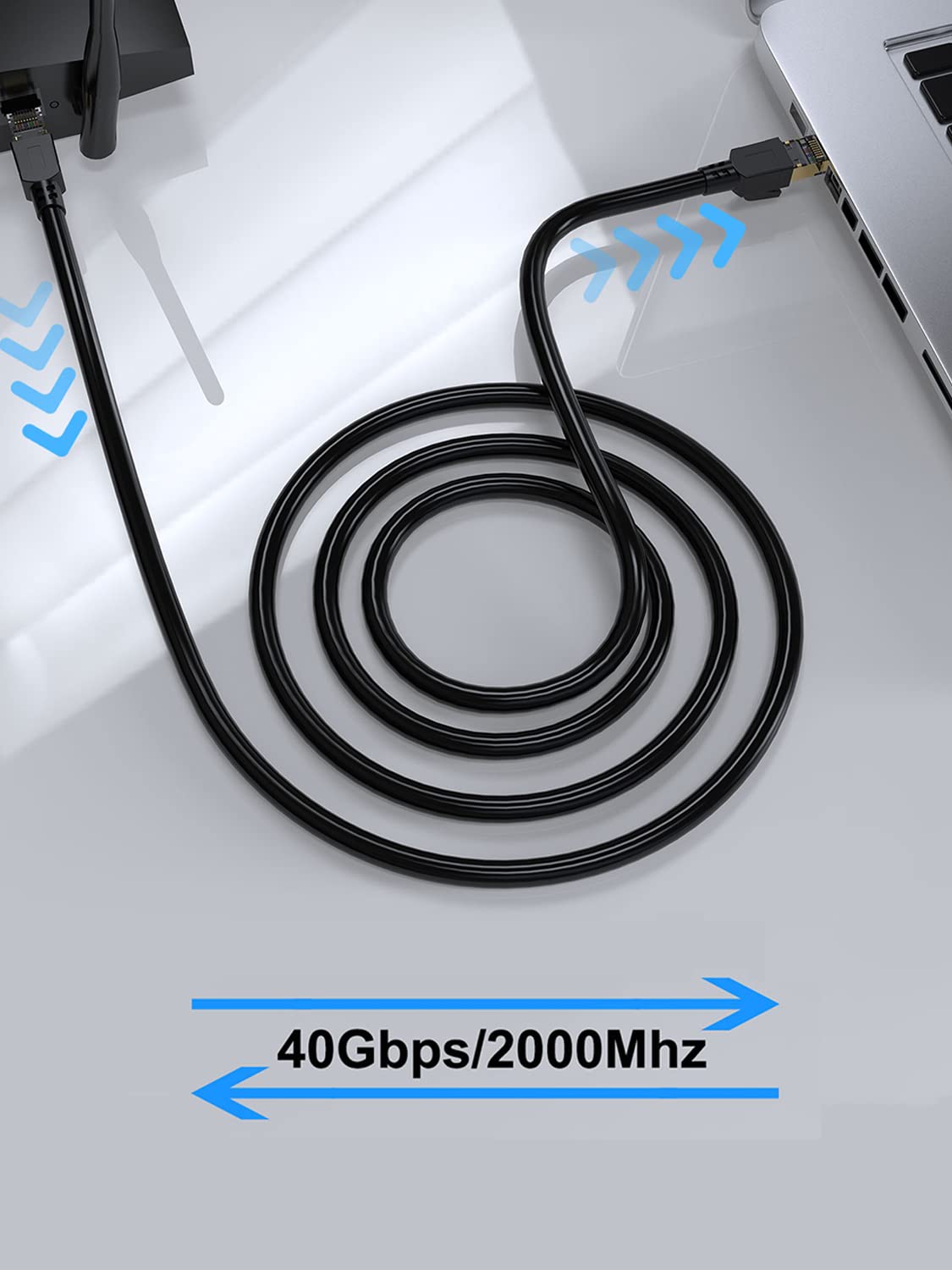 Cat 8 Ethernet Cable 50FT, 40Gbps 2000MHz High-Speed Network Cable | 3FT 6FT 10FT 15FT 20FT 25FT 30FT 75FT 100FT
