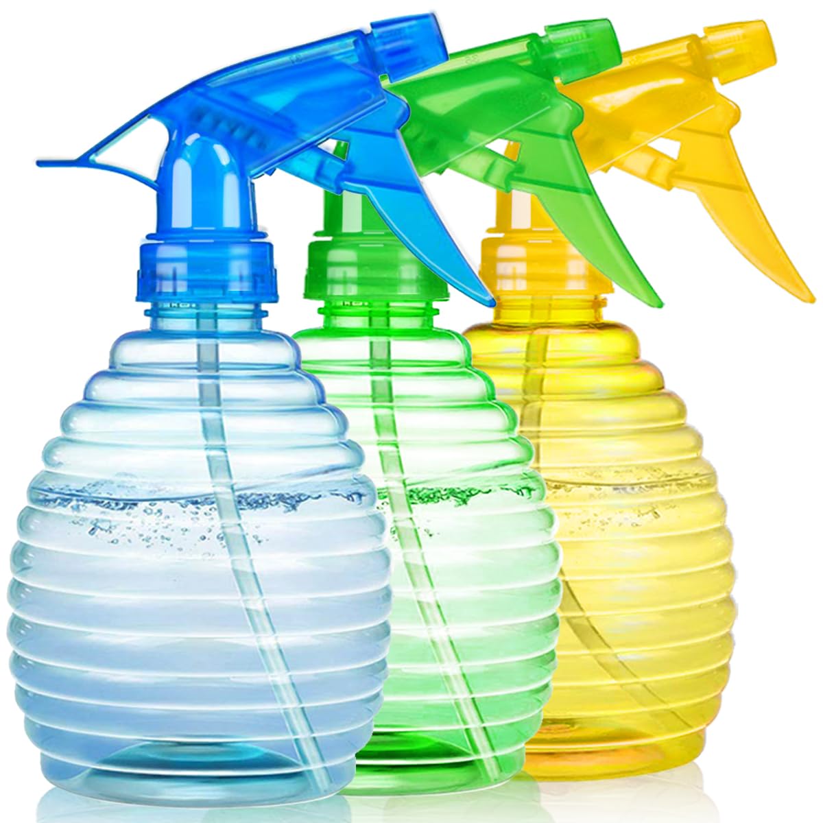 Spray Bottles - 3 Pack, 16 oz - Mist/Stream, Bright Colors, Sturdy, Leak Proof, BPA Free, For Cleaning, Plants, Pet