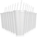 16 Pieces Reusable Cups with Lids and Straws, 24 oz Glitter Plastic Tumbler Iced Coffee Cups Travel Mug Cup for