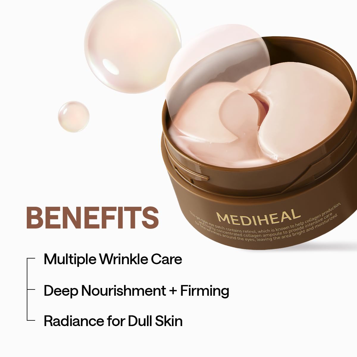 95% Retinol & Collagen Under Eye Patches, Wrinkle Care (60 Count) | with Retinol Liposome, Collagen | 4-Zone Firming