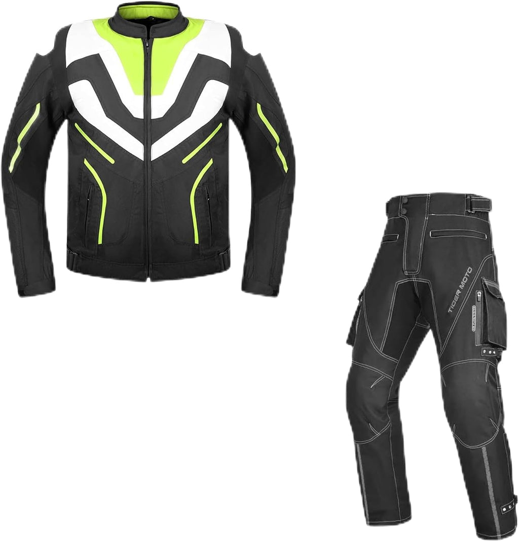 Men & Women Adventure Touring Motorcycle Jacket & Pants Set | CE Armored Textile Riding Gear | Waterproof Windproof