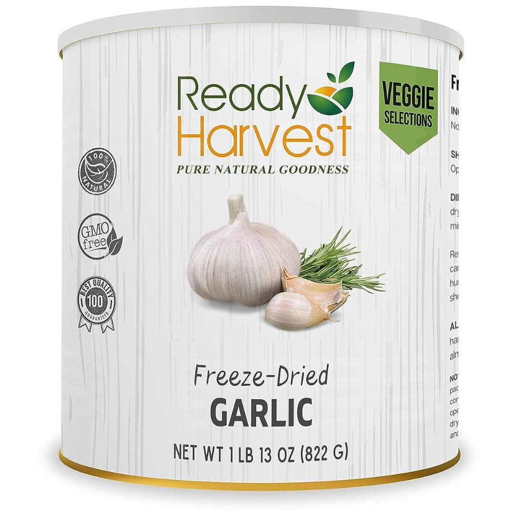 Freeze Dried Food - Garlic | Emergency Food | Pantry Staples | #10 Can | 25-Year Shelf Life | Cans Filled to the Top