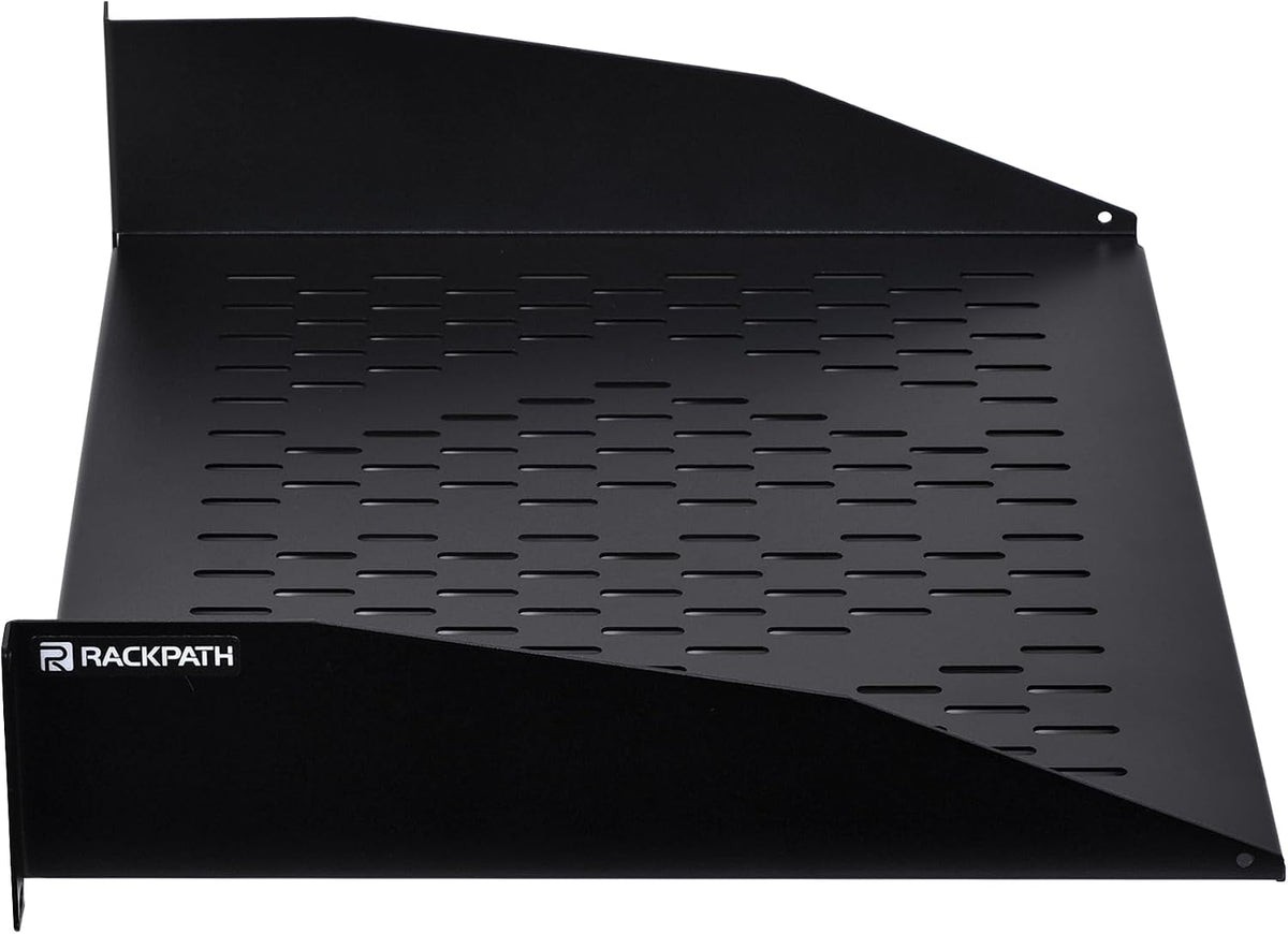 RackPath 2U Cantilever Universal Rack Shelf - 14in Deep – Rackmount Shelf for 19’’ AV/Network Equipment Racks – 55lbs Capacity - 2 Pack