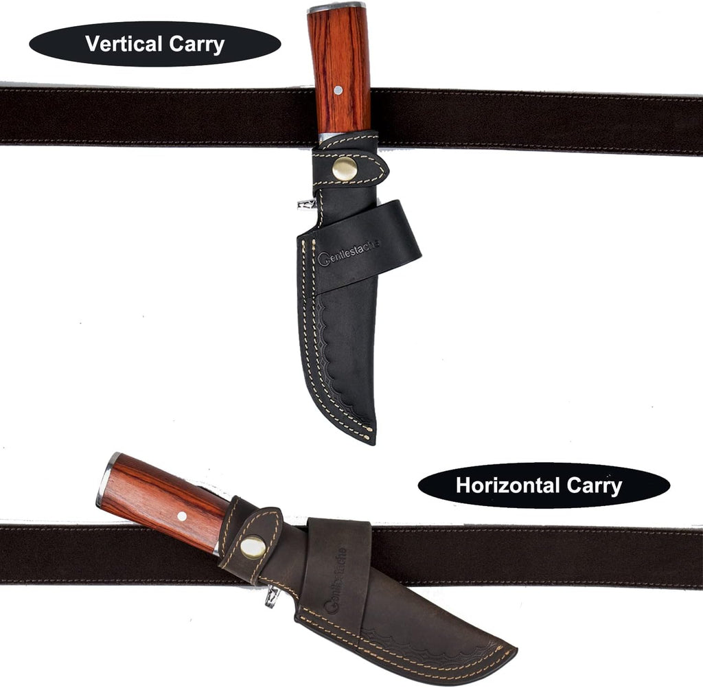 Horizontal Knife Sheath for belt EDC Compact Draw Knife Holster Dark Brown