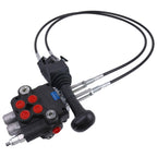 Czomoizc Cable Remote Control Valve Kit,Hydraulic Control Valve Kitwith 2 Spool Valve 80lpm/ 21gpm and 2 Cables Remote Joystick