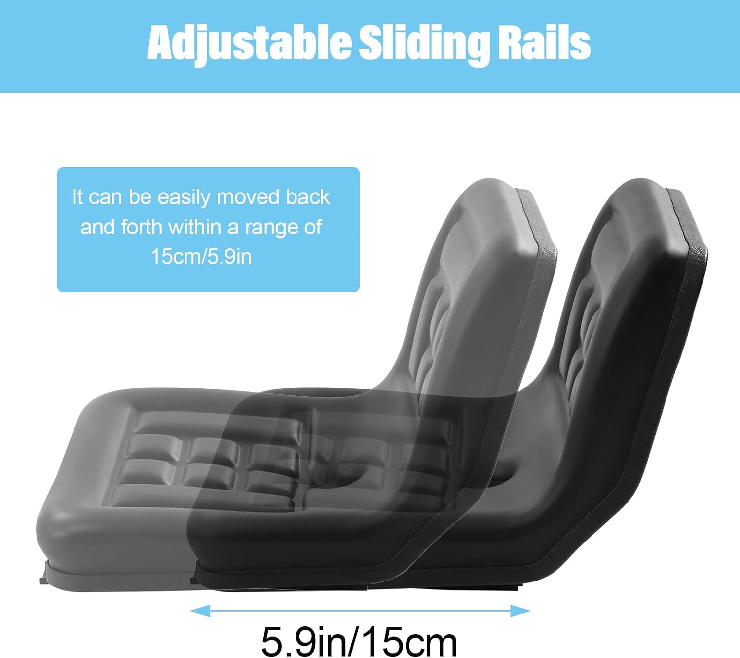 Tractor Seat & Lawn Mower Seat - Black PVC Leather 13 Inch High Back Seat Replacement for Most Forklift, Excavator