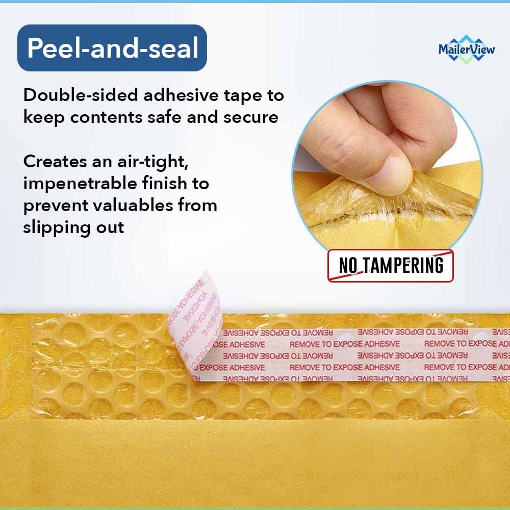 Small Kraft Bubble Mailers 4x8, Self Seal Padded Envelopes #000, 500 Pack