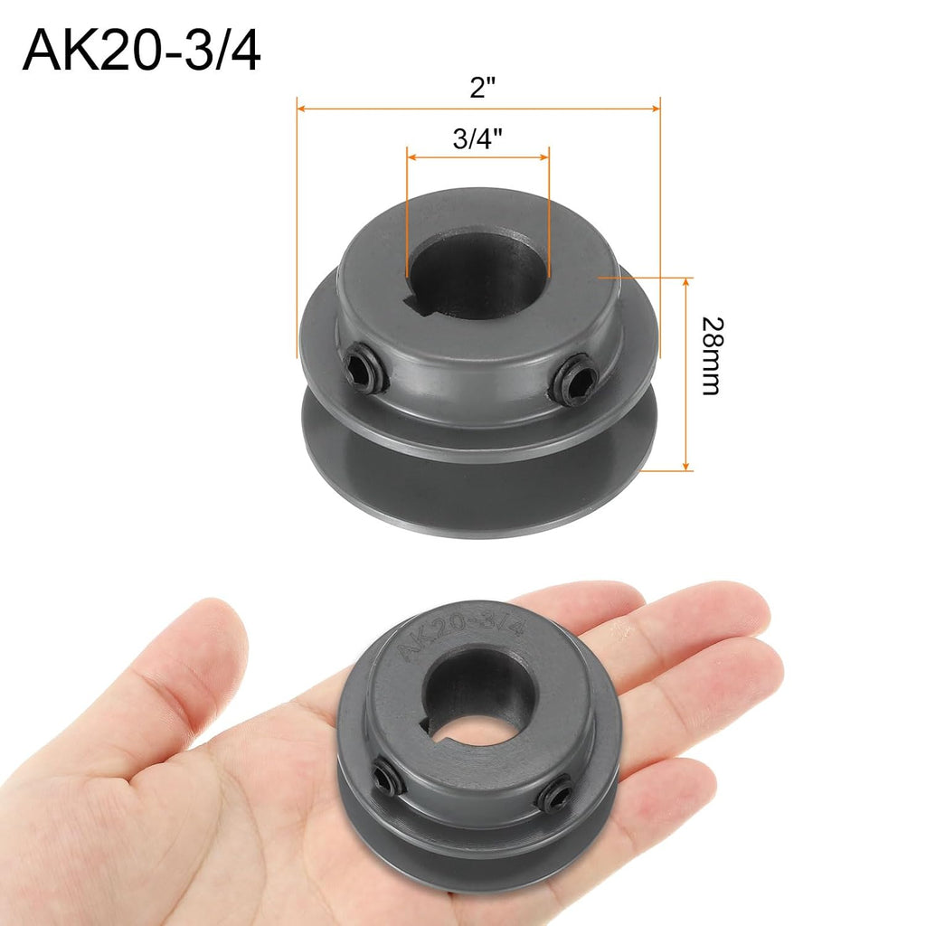 uxcell AK20-3/4 V-Belt Sheave 3/4" Bore, 2" OD, Single Groove Web Sheave