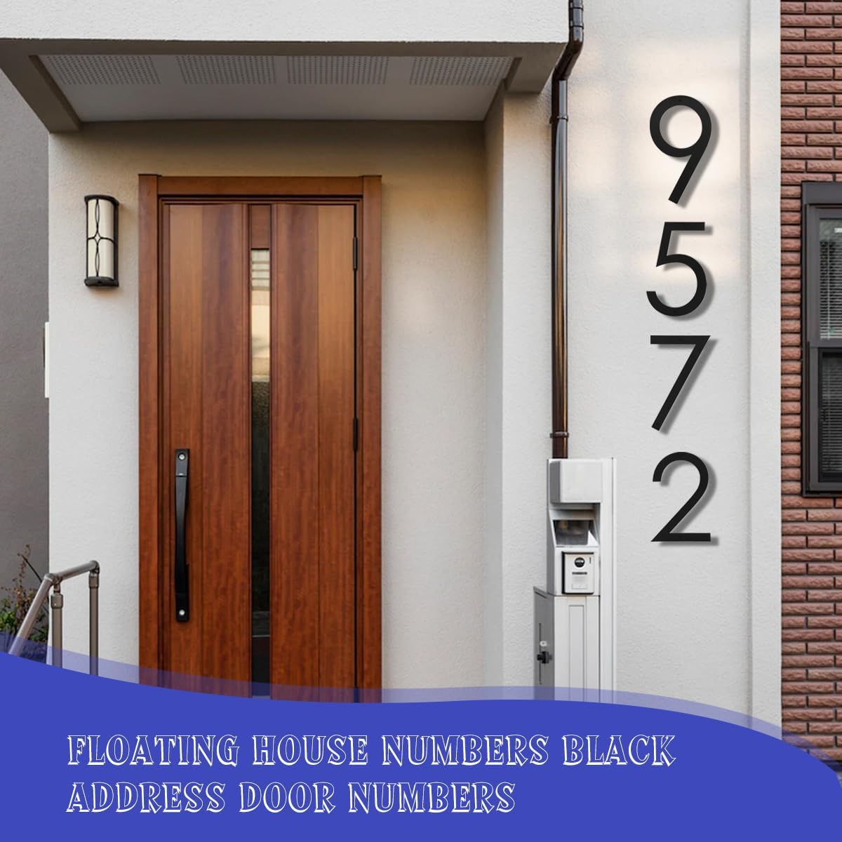 16 Inch Modern House Numbers for Outside,Black Floating House Numbers (1) | Waterproof Large Address Numbers With