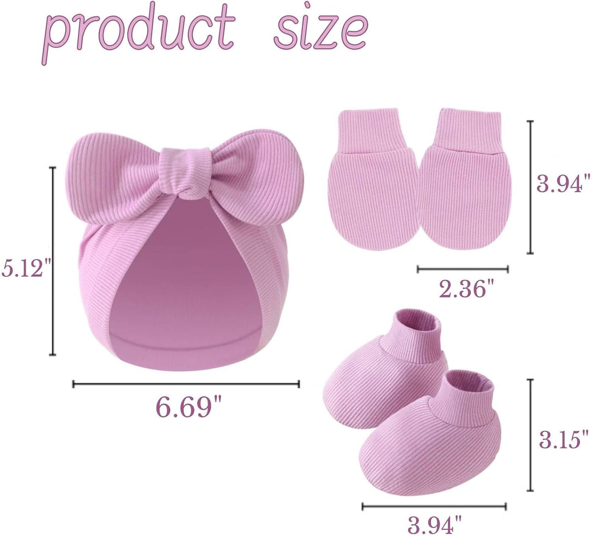 3piece Newborn Hats Mittens Socks Set Baby Boy Cotton Beanies Infant Hospital Hat Toddler Girl Mitten