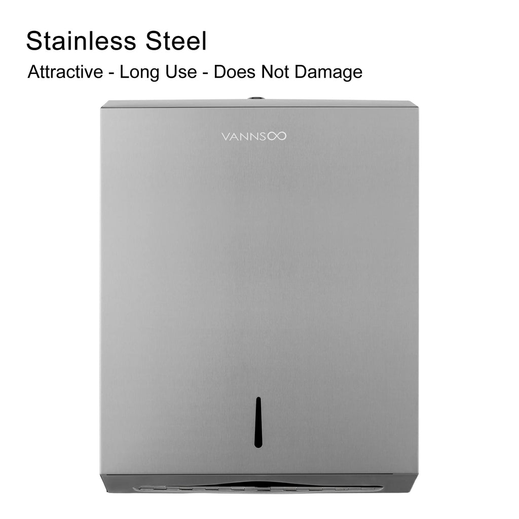 Paper Towel Dispenser, Commercial Stainless Steel, Brushed