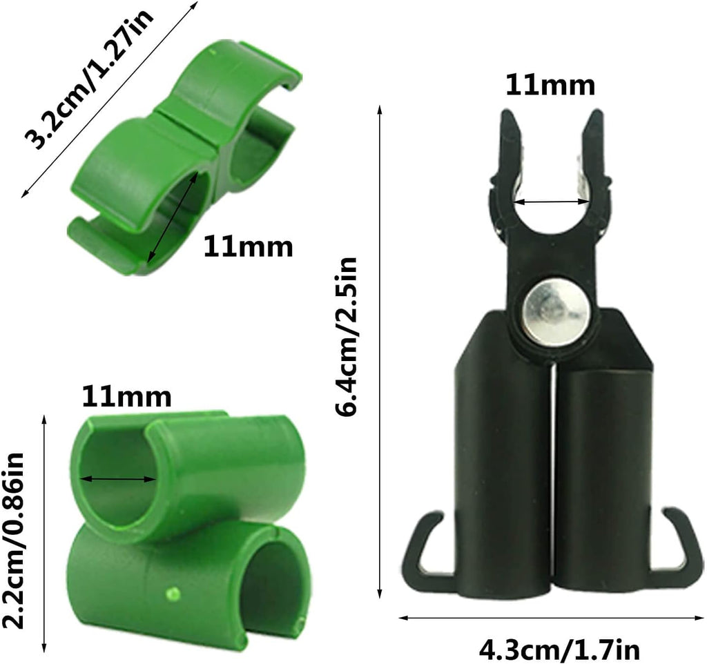 50PCS Connector Clip Set for 11mm Plant Trellis Gardening Stakes | Include A-Type Connecting Pipe, Joint Buckle Clip